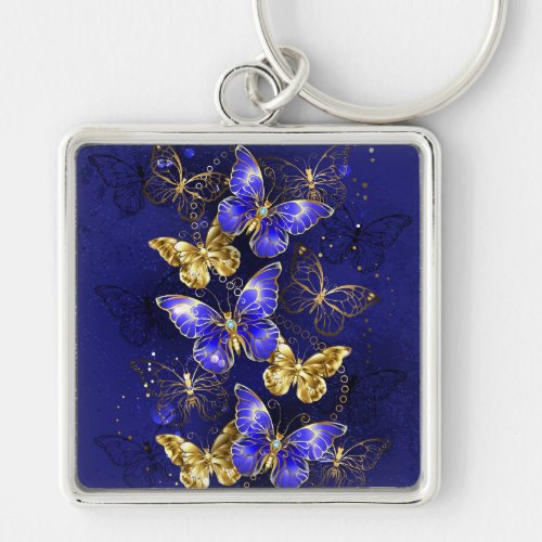 Composition with Sapphire Butterflies Keychain