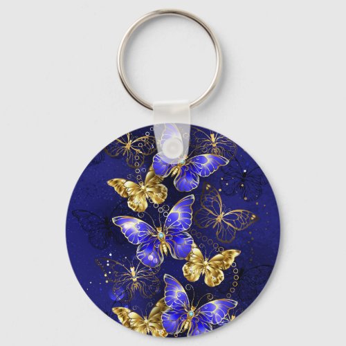 Composition with Sapphire Butterflies Keychain