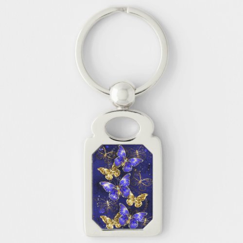 Composition with Sapphire Butterflies Keychain