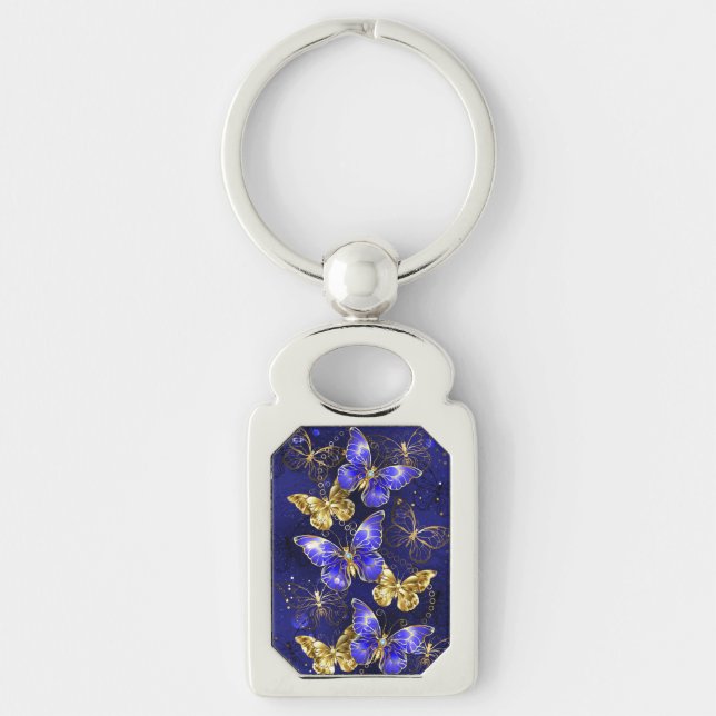 Composition with Sapphire Butterflies Keychain (Front)