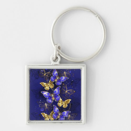 Composition with Sapphire Butterflies Keychain