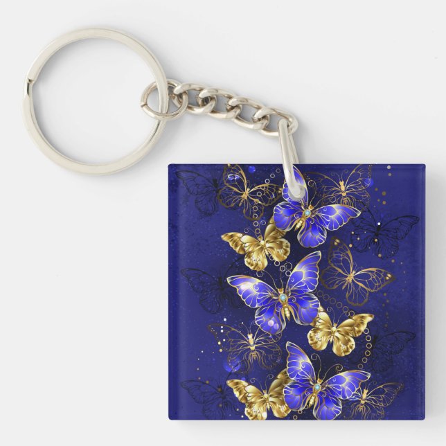 Composition with Sapphire Butterflies Keychain (Front)
