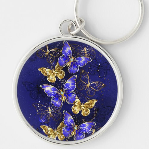 Composition with Sapphire Butterflies Keychain