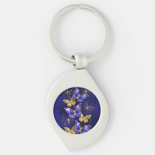 Composition with Sapphire Butterflies Keychain