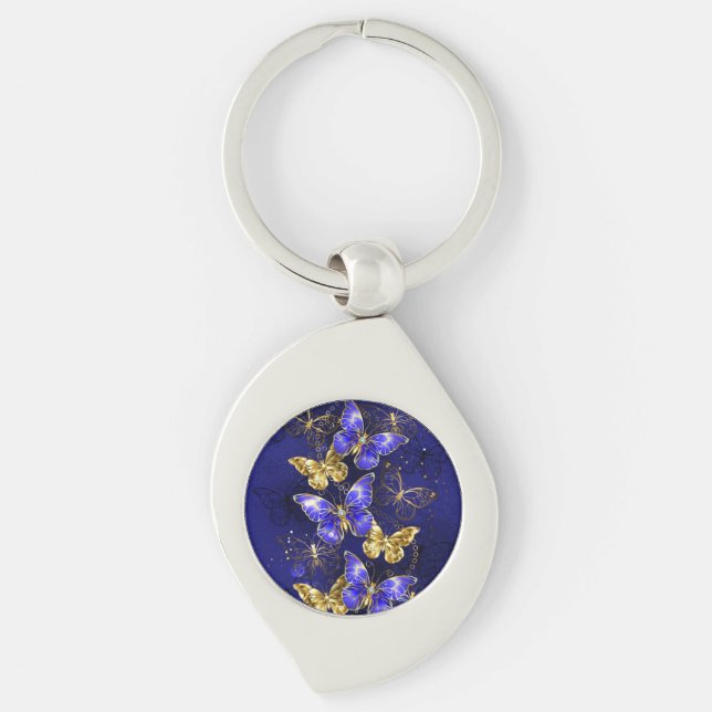 Composition with Sapphire Butterflies Keychain (Front)