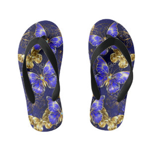 Composition with Sapphire Butterflies Kid's Flip Flops