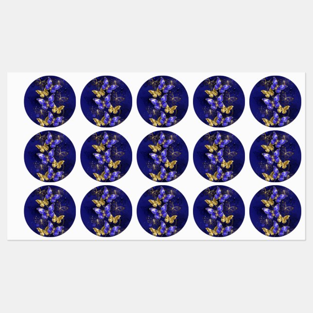 Composition with Sapphire Butterflies Kids' Labels (Sheet)