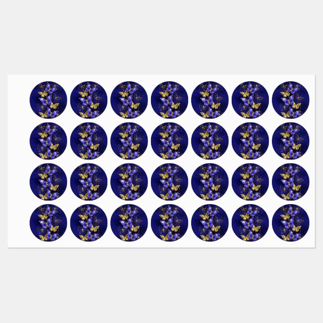 Composition with Sapphire Butterflies Kids' Labels (Sheet)