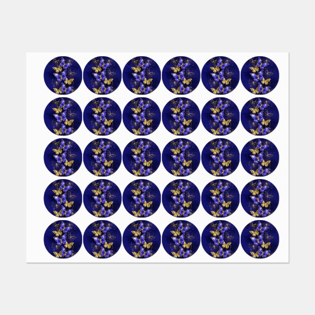 Composition with Sapphire Butterflies Kids' Labels (Sheet)