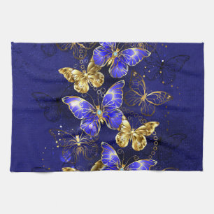 Composition with Sapphire Butterflies Kitchen Towel