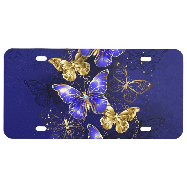 Composition with Sapphire Butterflies License Plate (Front)