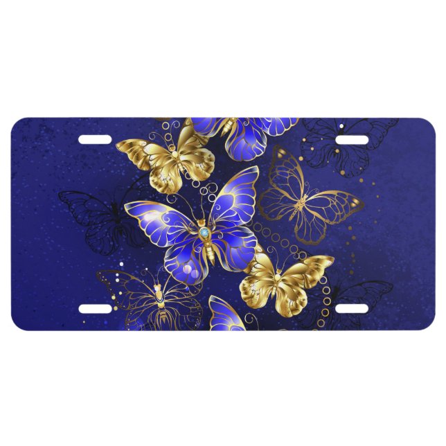 Composition with Sapphire Butterflies License Plate (Front)