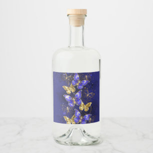 Composition with Sapphire Butterflies Liquor Bottle Label