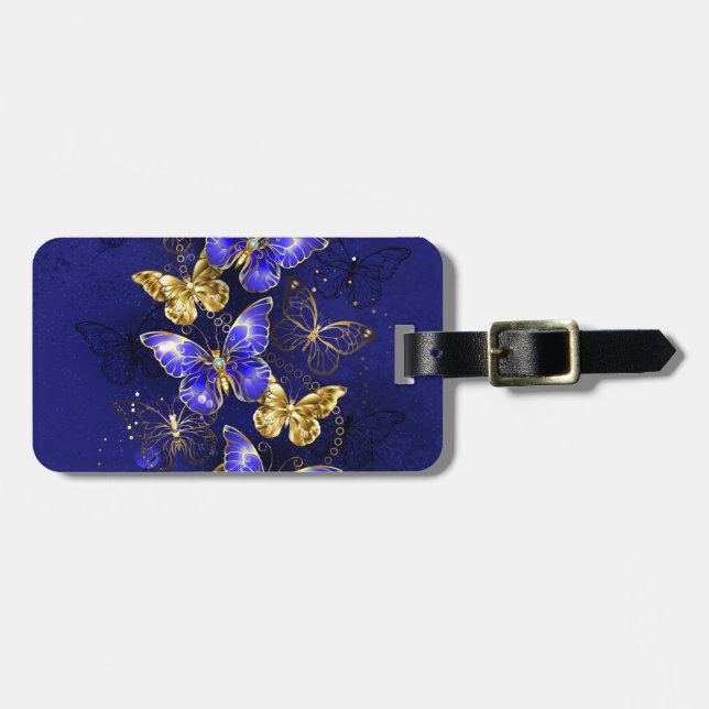 Composition with Sapphire Butterflies Luggage Tag (Front Horizontal)