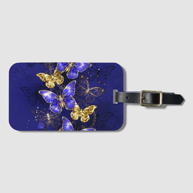 Composition with Sapphire Butterflies Luggage Tag (Front Horizontal)
