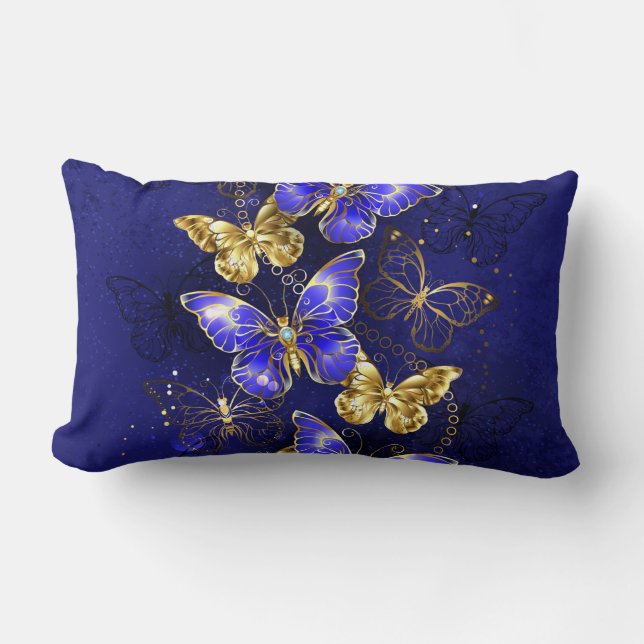 Composition with Sapphire Butterflies Lumbar Pillow (Front)