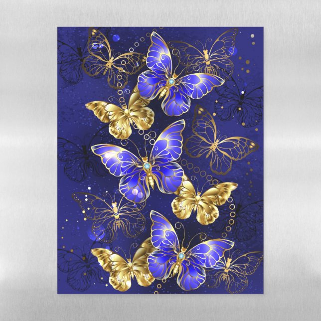 Composition with Sapphire Butterflies Magnetic Dry Erase Sheet (Vertical)
