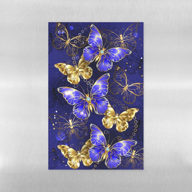 Composition with Sapphire Butterflies Magnetic Dry Erase Sheet (Vertical)