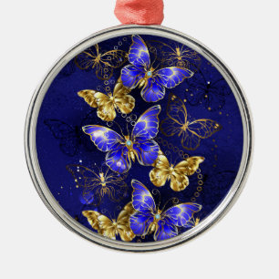 Composition with Sapphire Butterflies Metal Ornament