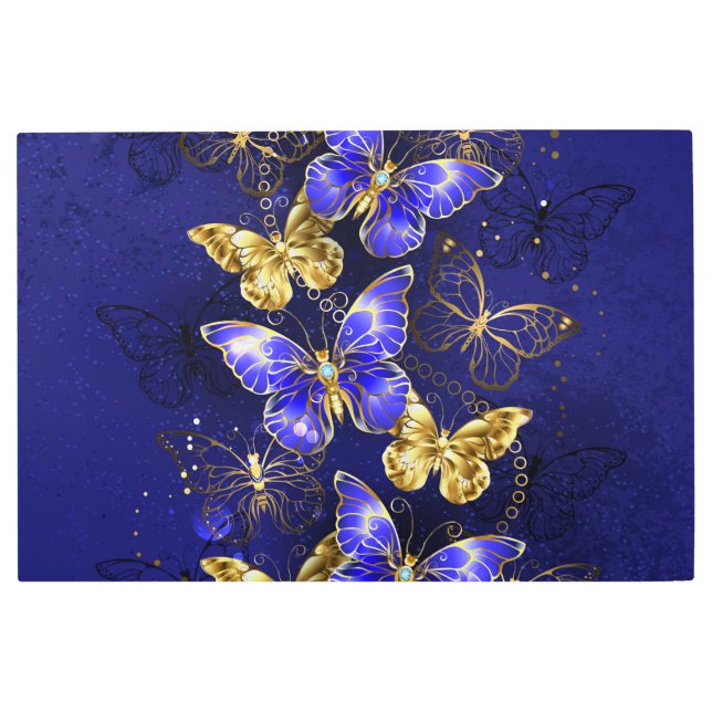 Composition with Sapphire Butterflies Metal Print (Front)