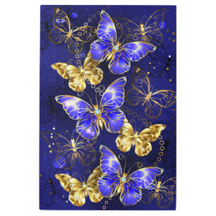 Composition with Sapphire Butterflies Metal Print