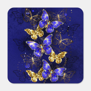 Composition with Sapphire Butterflies Metal Sign