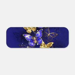 Composition with Sapphire Butterflies Metal Sign