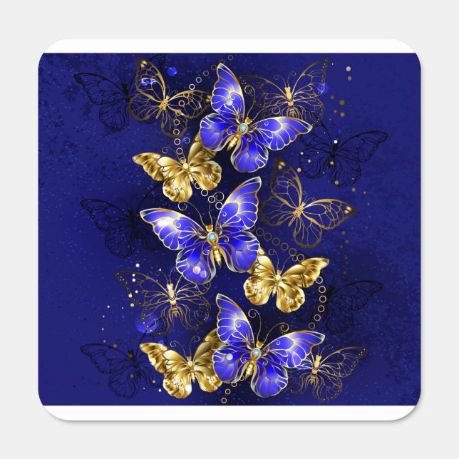 Composition with Sapphire Butterflies Metal Sign (Front)