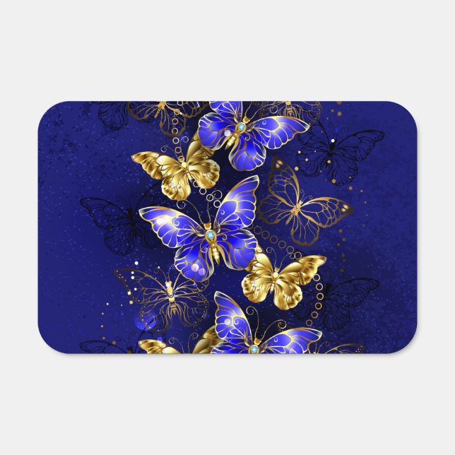 Composition with Sapphire Butterflies Metal Sign (Front)