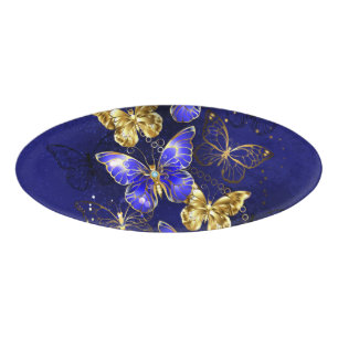 Composition with Sapphire Butterflies Name Tag