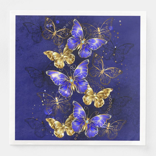 Composition with Sapphire Butterflies Paper Dinner Napkins (Front)