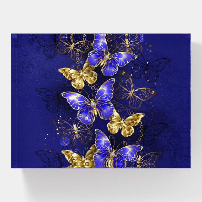 Composition with Sapphire Butterflies Paperweight (Front)