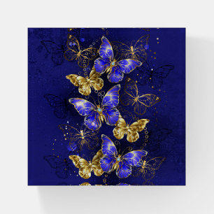 Composition with Sapphire Butterflies Paperweight
