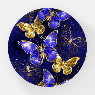 Composition with Sapphire Butterflies Paperweight