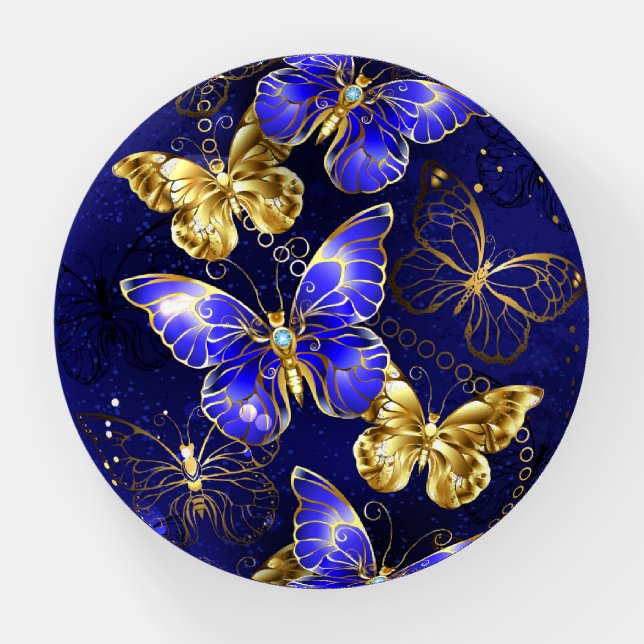 Composition with Sapphire Butterflies Paperweight (Front)