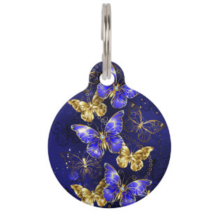 Composition with Sapphire Butterflies Pet ID Tag