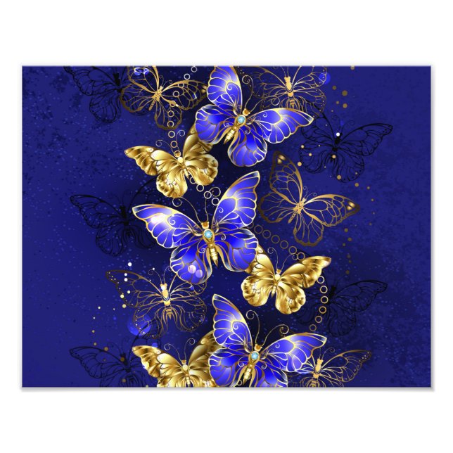Composition with Sapphire Butterflies Photo Print (Front)