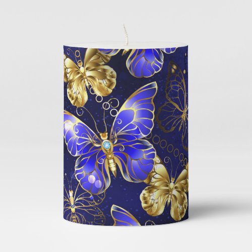 Composition with Sapphire Butterflies Pillar Candle