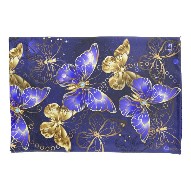 Composition with Sapphire Butterflies Pillow Case (Front)