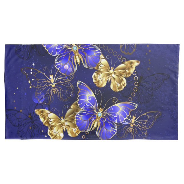 Composition with Sapphire Butterflies Pillow Case (Front)