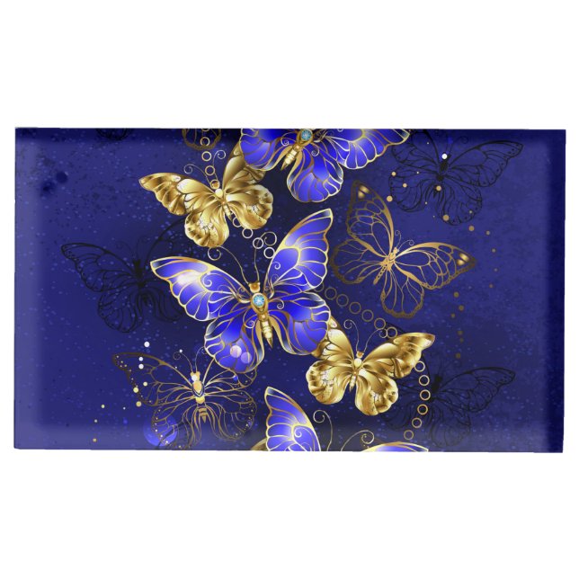 Composition with Sapphire Butterflies Place Card Holder (Front)