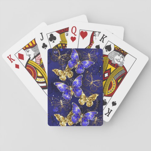 Composition with Sapphire Butterflies Playing Cards