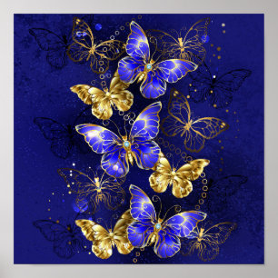 Composition with Sapphire Butterflies Poster