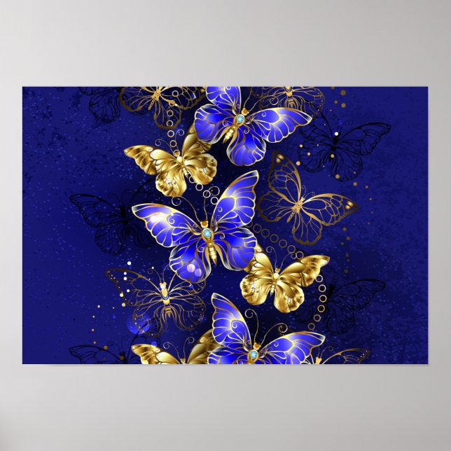 Composition with Sapphire Butterflies Poster (Front)
