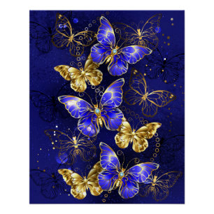 Composition with Sapphire Butterflies Poster