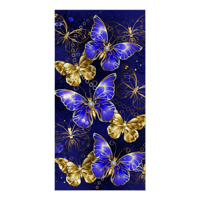 Composition with Sapphire Butterflies Poster (Front)