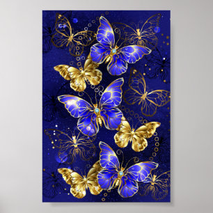 Composition with Sapphire Butterflies Poster