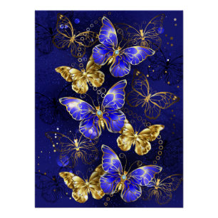 Composition with Sapphire Butterflies Poster