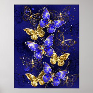 Composition with Sapphire Butterflies Poster
