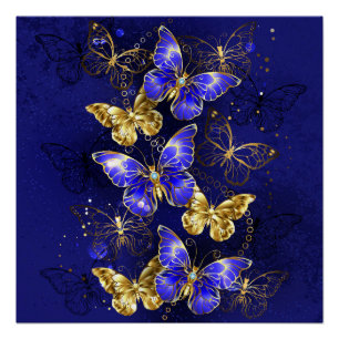 Composition with Sapphire Butterflies Poster